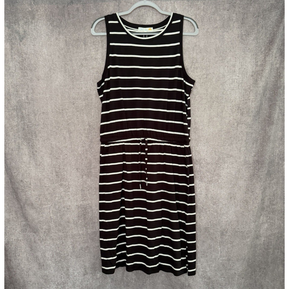 NWT Womens Large C&C California Striped Drawstring Waist Dress Coverup Nautical
